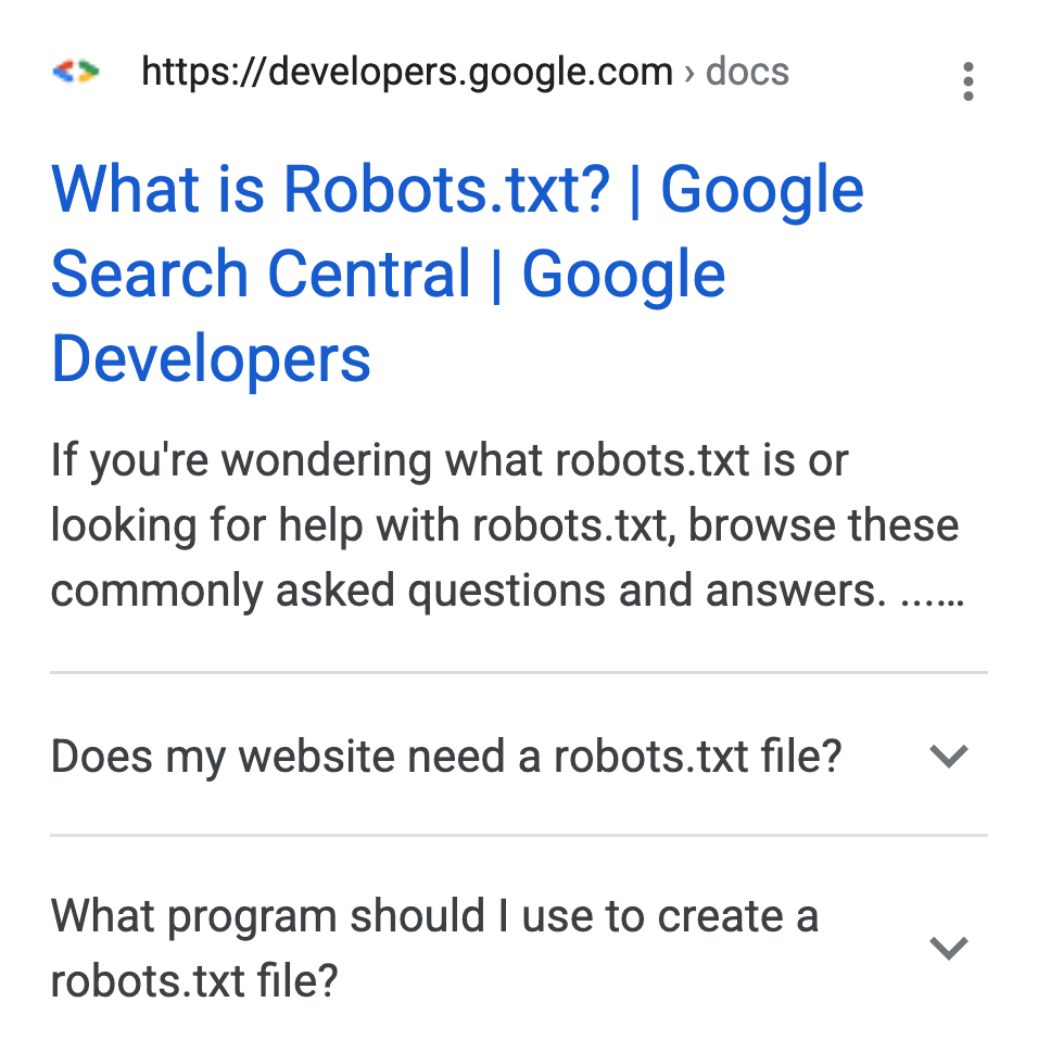 Google 搜索结果中的 FAQ 富媒体搜索结果